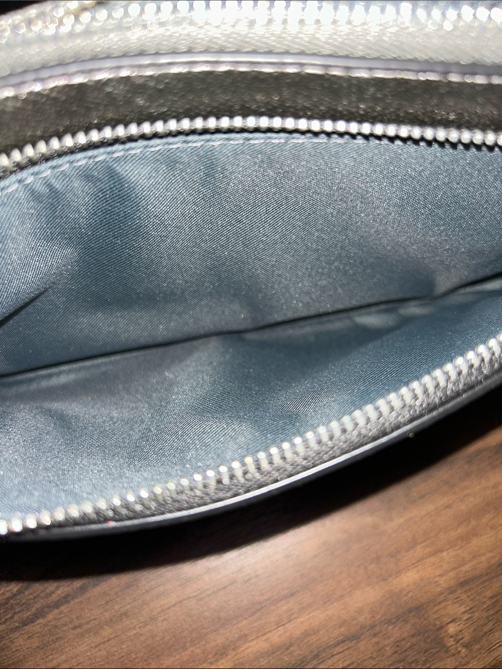 Coach Metallic Silver and Black Signature Double Zip Wristlet- EUC - Picture 5 of 10